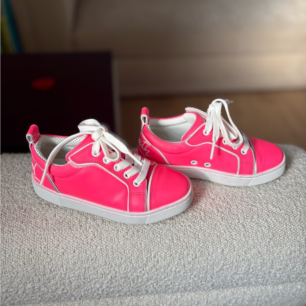 Christian Louboutin Vibrant Pink Kids Sneakers